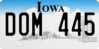 IA license plate DOM445