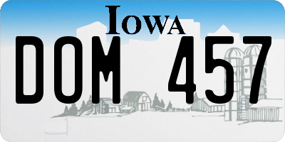 IA license plate DOM457