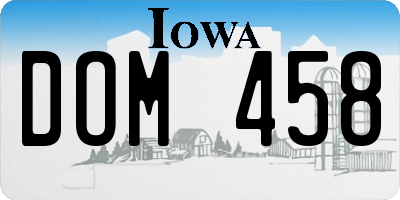 IA license plate DOM458