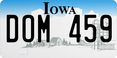 IA license plate DOM459