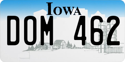 IA license plate DOM462