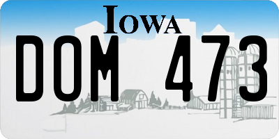 IA license plate DOM473