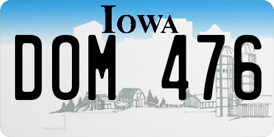 IA license plate DOM476