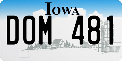 IA license plate DOM481