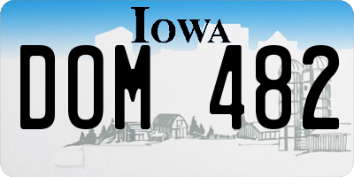 IA license plate DOM482