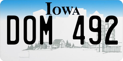 IA license plate DOM492
