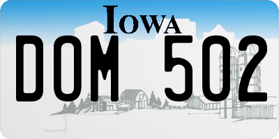 IA license plate DOM502