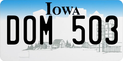 IA license plate DOM503