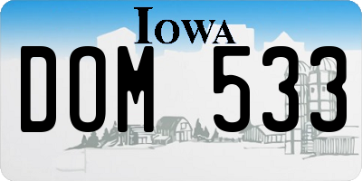 IA license plate DOM533