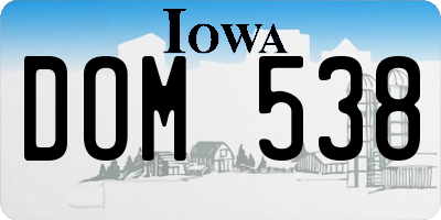 IA license plate DOM538