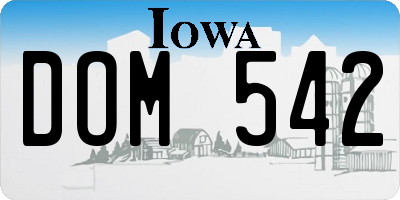 IA license plate DOM542