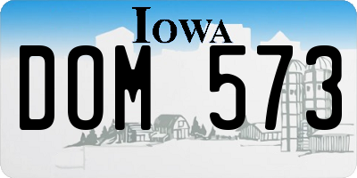 IA license plate DOM573