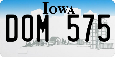 IA license plate DOM575