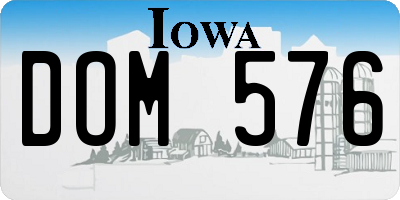 IA license plate DOM576