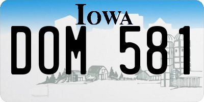 IA license plate DOM581