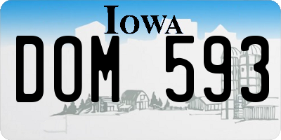 IA license plate DOM593