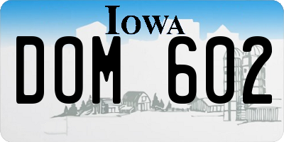 IA license plate DOM602