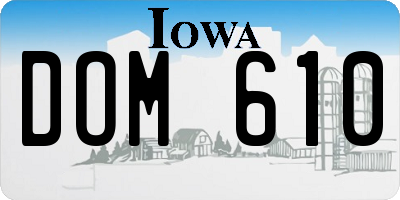 IA license plate DOM610