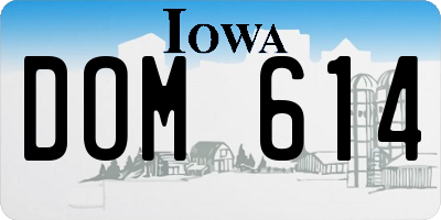 IA license plate DOM614