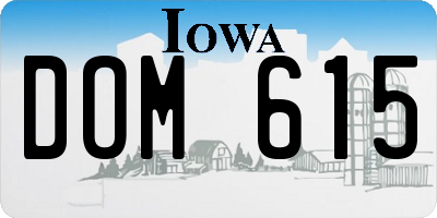 IA license plate DOM615