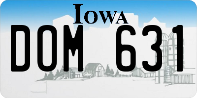 IA license plate DOM631