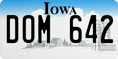 IA license plate DOM642