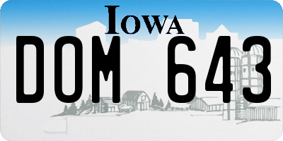 IA license plate DOM643