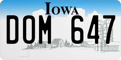IA license plate DOM647