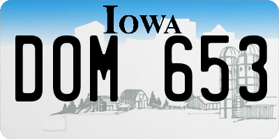 IA license plate DOM653