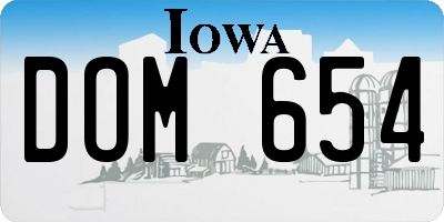 IA license plate DOM654