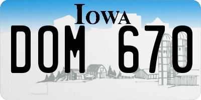 IA license plate DOM670