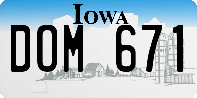 IA license plate DOM671