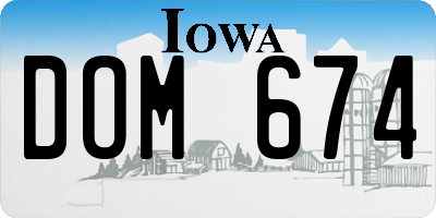 IA license plate DOM674