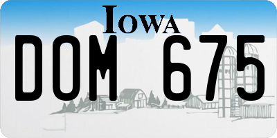 IA license plate DOM675