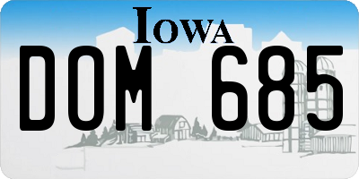 IA license plate DOM685