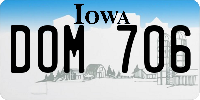 IA license plate DOM706