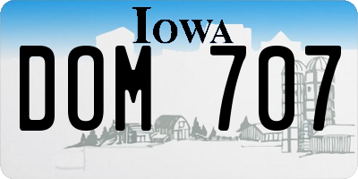 IA license plate DOM707