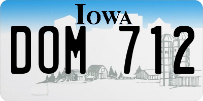IA license plate DOM712