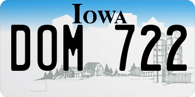 IA license plate DOM722