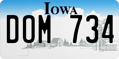 IA license plate DOM734