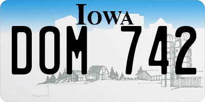IA license plate DOM742
