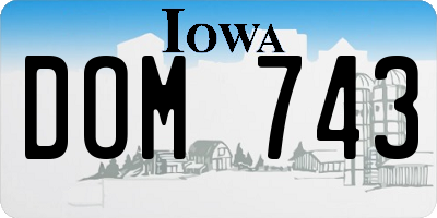 IA license plate DOM743