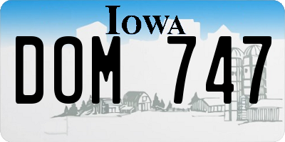 IA license plate DOM747