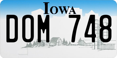 IA license plate DOM748