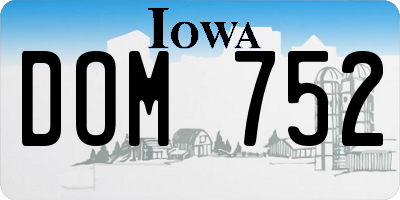 IA license plate DOM752