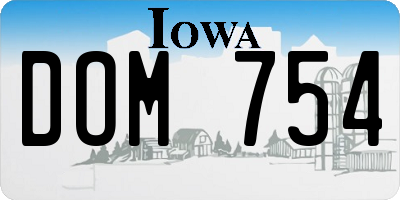 IA license plate DOM754