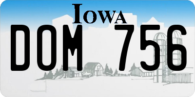 IA license plate DOM756