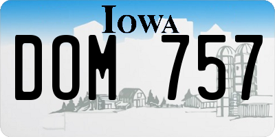 IA license plate DOM757