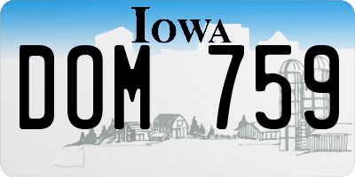 IA license plate DOM759