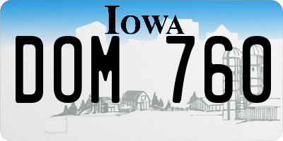 IA license plate DOM760